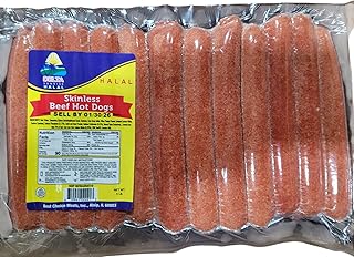 Delta Sunrise American Halal Beef Hot Dogs, Skinless, 2 Count of 5 lb Each, Frozen Bulk Pack Bulk, Bold Beef Flavor with Smooth Texture, Gourmet Halal Hot Dogs for Grilling, Upscale Comfort Food