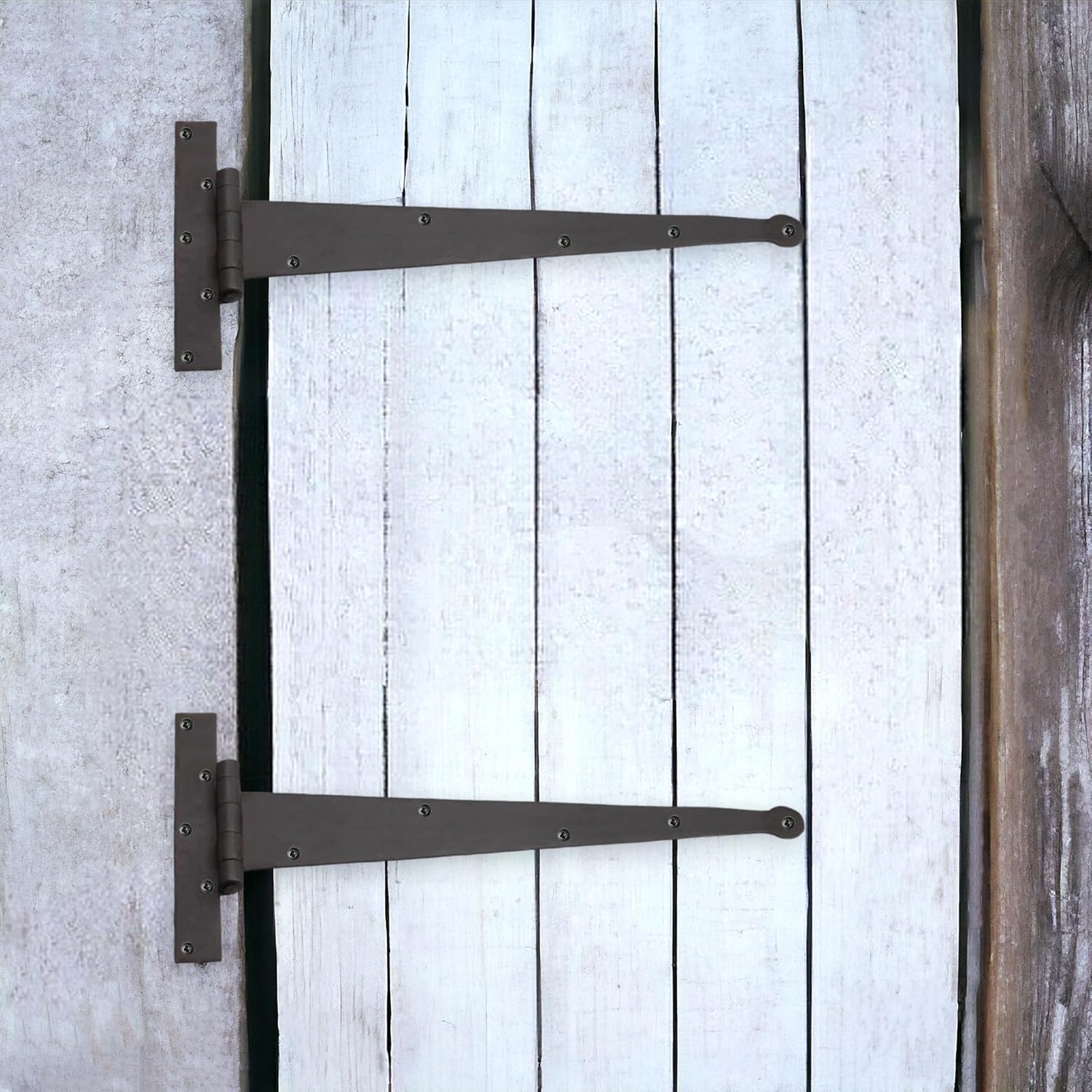 Heavy Duty Hand Forged Beeswax Hardware Kit (Pair of 18" T Hinge & Suffolk Latch) Suitable for Oak Ledge Doors Oak Doors