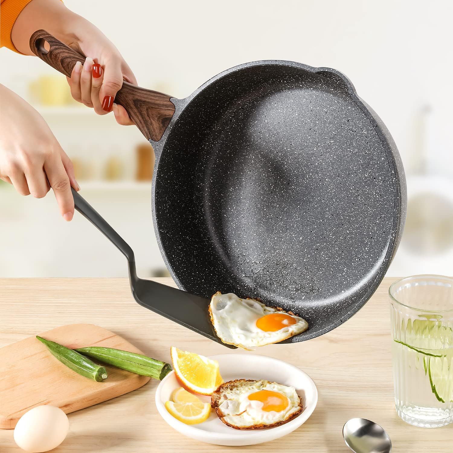 SENSARTE Frying Pan Bakelite Handle Repalcement Only Compatible Classic Granite Series Frying Pans 9.5/10/11/12.5-Inch and Saute Pans