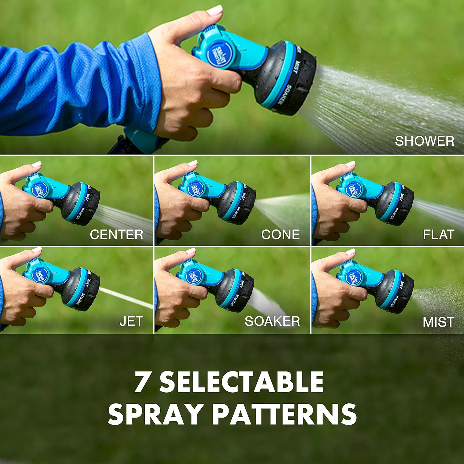 Aqua Joe AJHN102 Heavy Duty Indestructible Metal Multi Function Adjustable Hose Nozzle with Smart Throttle