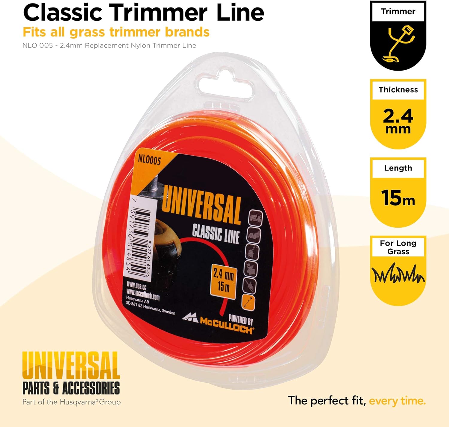 UNIVERSAL NLO005 Standard Trimmer Line Line For All Grass Trimmers - 2.4 mm x 15 m
