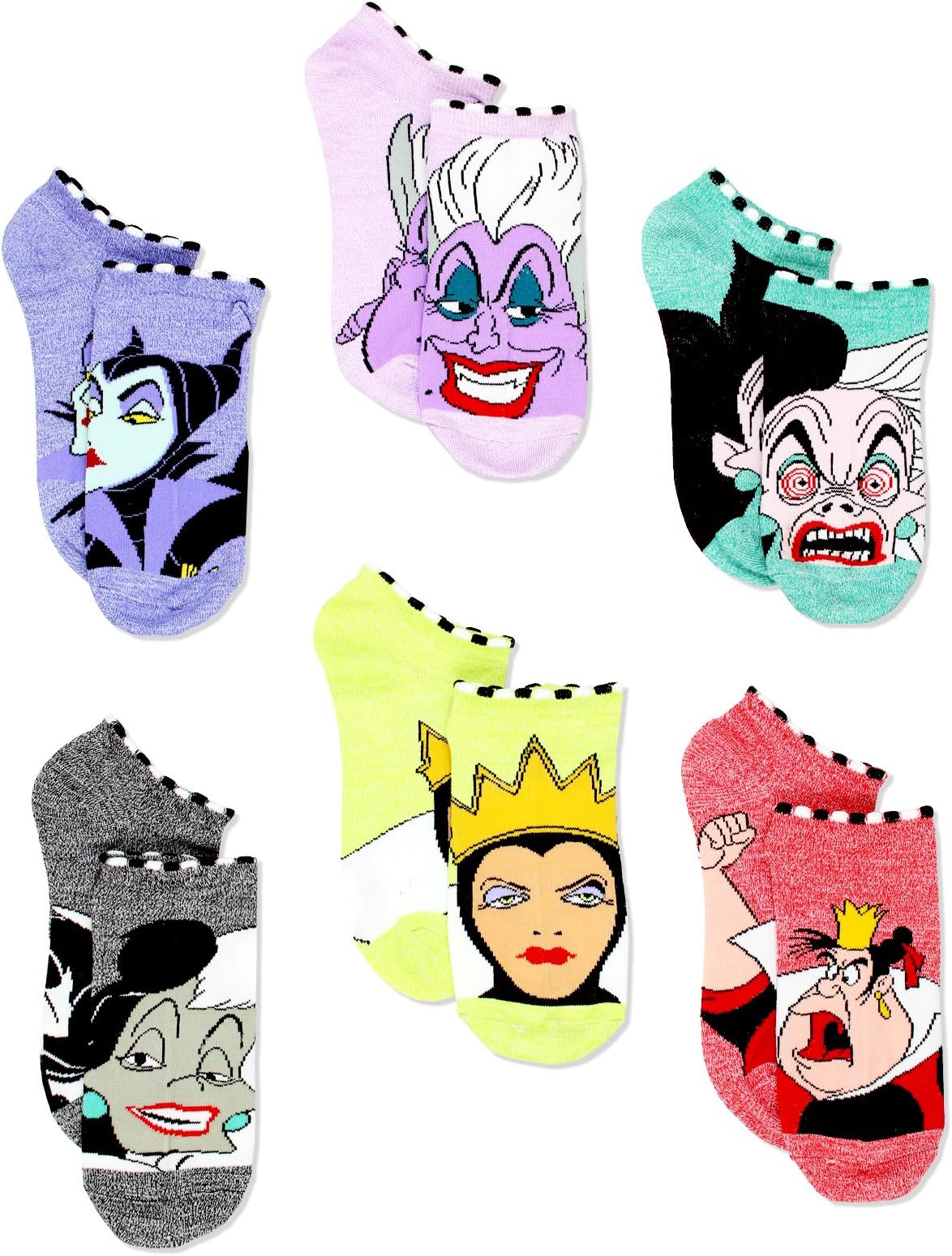 Disney Villains Girls Teen Womens 6 pack Socks (Little Kid/Big Kid/Teen/Adult)