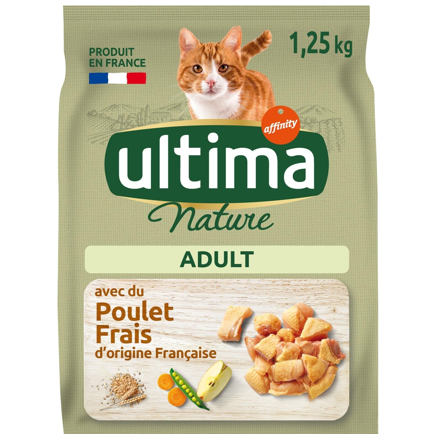 générique Ultima Nature – Croquettes Savoureuses au Poulet Naturel, Équilibre & Vitalité pour Chat Adulte (1,25 kg) - Le Lot de 3