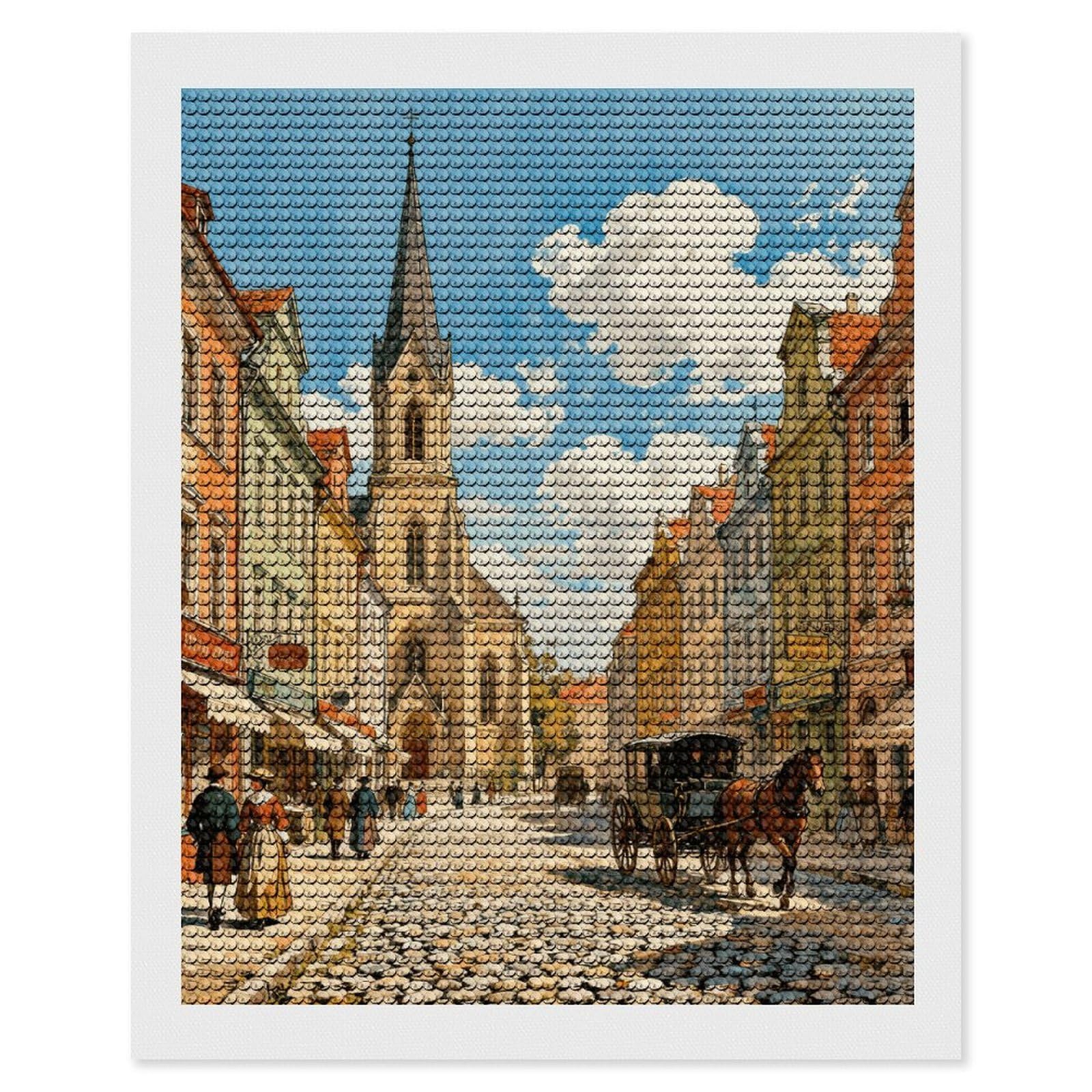 DWVTSLH European Street View Diamond Painting Kits for Adults, Personalized Diamond Photo Art Full Drill, DIY 5D Diamond Art Painting Kits for Beginners, Home Wall Decor 16"x20"