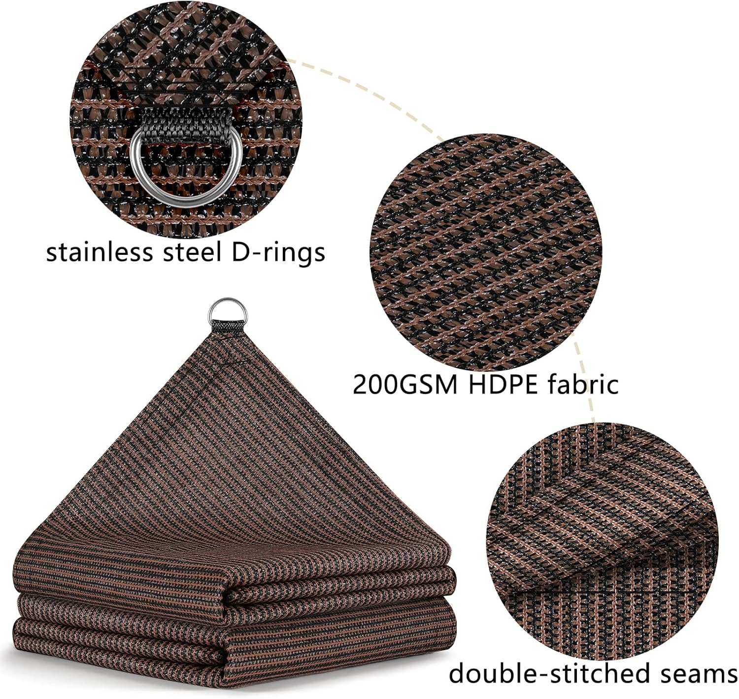 POYEE 90% 12x20ft Sun Shade Cloth with Reinforced Corner Webbing & D-Rings, Pergola Shade Cover – Breathable 200GSM HDPE Fabric for Patio, Garden, Deck & Backyard (Mocha)