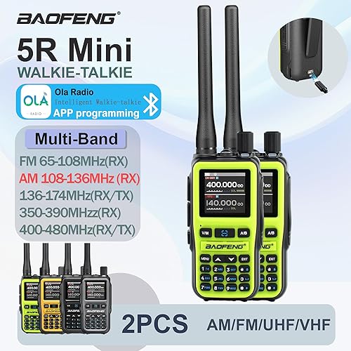 Miniatura 3 de BAOFENG UV-5R Mini radio bidireccional de doble banda (5 W999CH)  Programación de aplicación Bluetooth, alerta meteorológica NOAA, carga rápida tipo