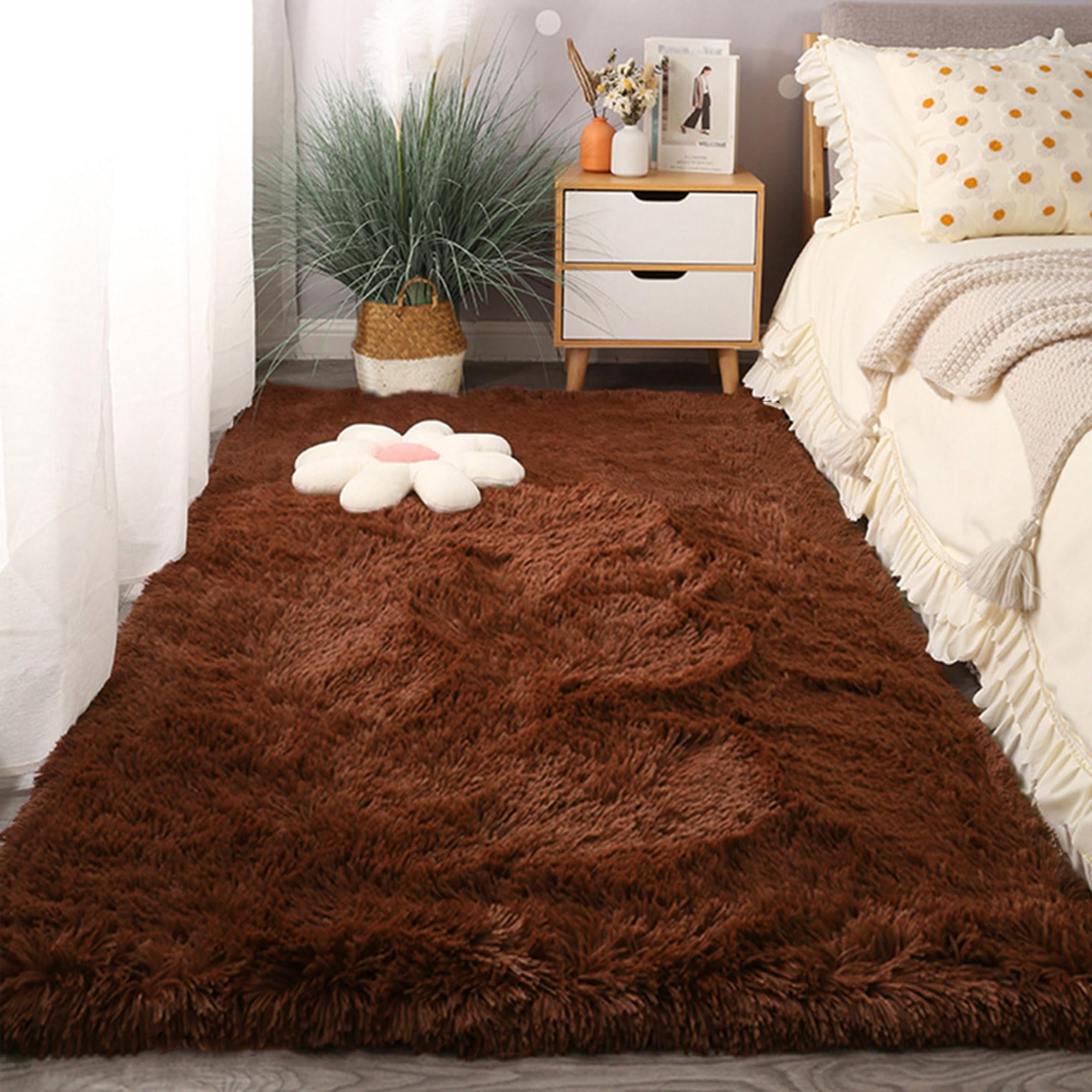Tapis salon poils longs doux 80x300 antidérapant pour chambre et grand couloir moderne