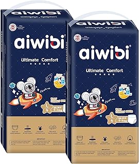 AIWIBI Ultimate Comfort Overnight Nappy Pants, Size 4, 360 Pull-On Disposable Baby Nappy Pants,Super Absorbent 88 Count (9-14 kg), Nighttime Underwear