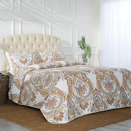 Miniatura 3 de Mellanni Juego de colcha  Funda de cama con fundas de almohada  Tecnología de acolchado ultrasónico  Juego de edredón de 3 piezas de gran tamaño