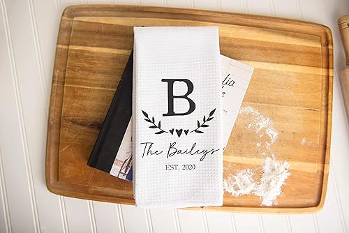 Miniatura 2 de Custom Waffle Weave Dish Towel  Personalized Kitchen Towel  Housewarming Gift  Wedding Shower  Personalized Tea Towel  Hostess Gift  Engagement