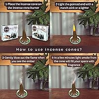 Vista 129 de TRUMIRI Incense Cones - Combo Pack of 20 Cone Incense - 10 Nag Champa + 10 Palo Santo - Insence Cones - Incense Cones Scented - Cone Incense Scents