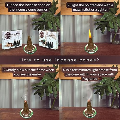 Miniatura 4 de Conos de incienso  Paquete combinado de 20 conos de incienso  10 Palo Santo + 10 sándalo  Conos de insencia  Conos de incienso perfumados  Aromas de