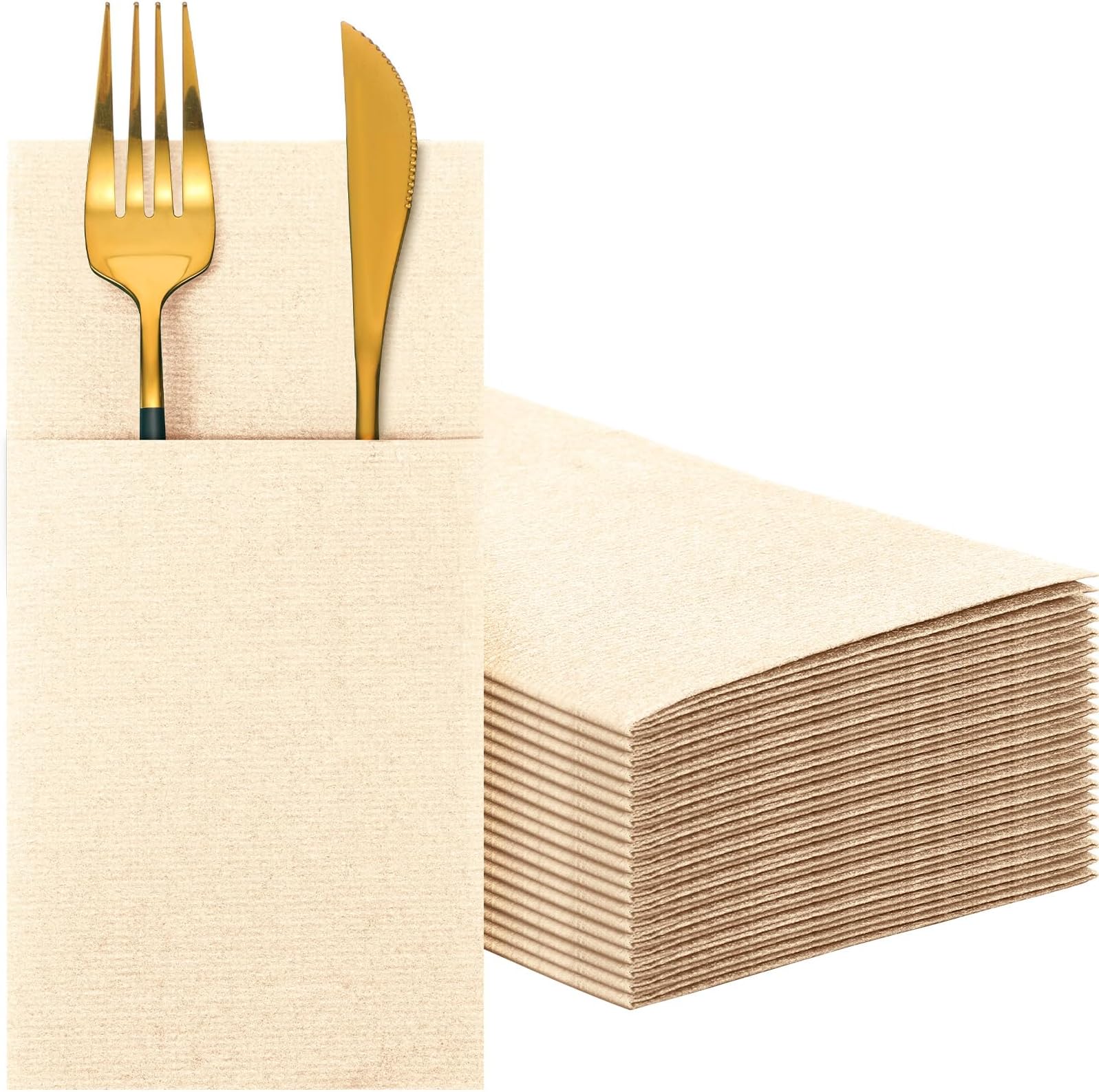Seajan 35 Pieces Pocket Napkins, Linen Feel Napkins, Disposable Airlaid Paper