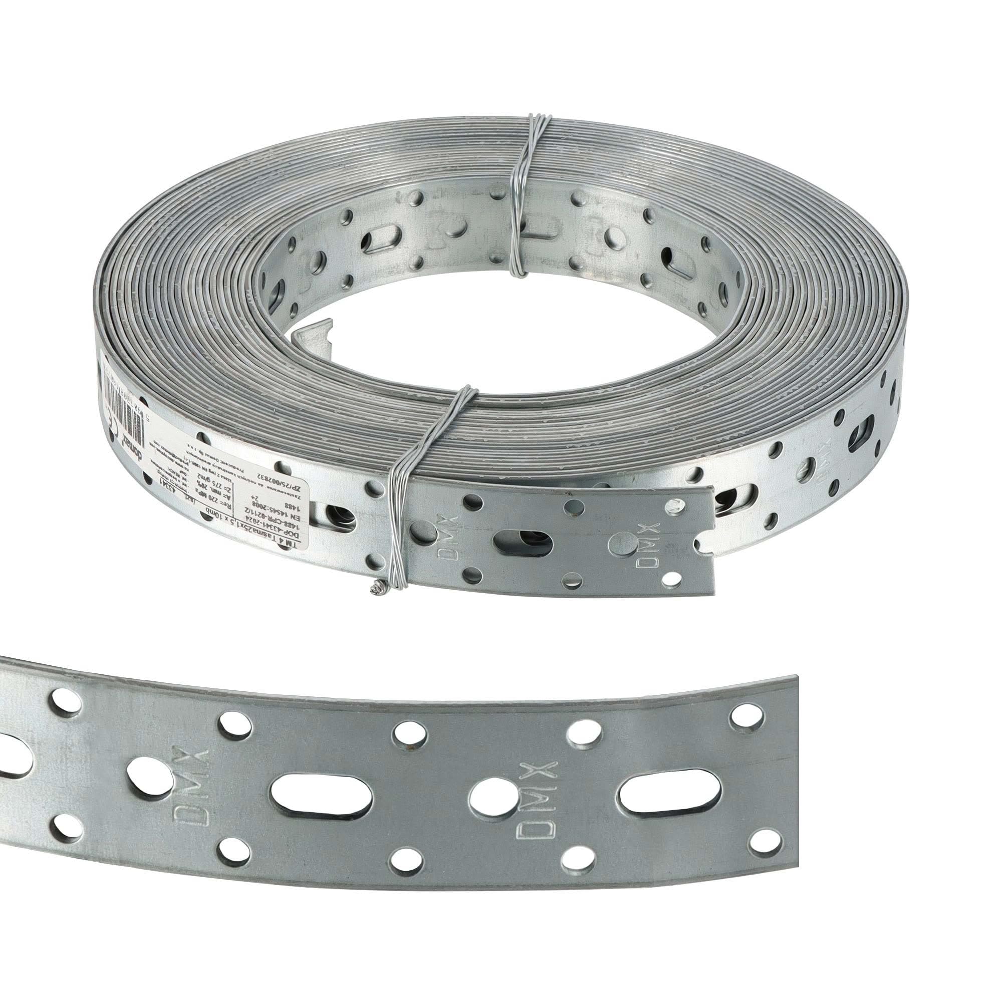 Feuillard perforé galvanisé - 25 x 1,5 mm x 10 mètres