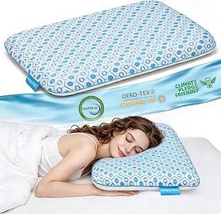 Niceeday Ultra-dünnes Memory-Schaum-Kissen, 5,7 cm flaches Nackenstützkissen mit Kühlgel, atmungsaktives flaches Kissen für Bauch- und Rückenschläfer, waschbarer Bezug