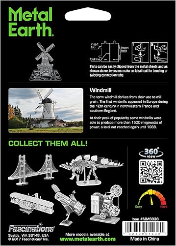 Miniatura 2 de Metal Earth Molino de viento 3D Kit de modelo de metal paquete con pinzas Fascinaciones