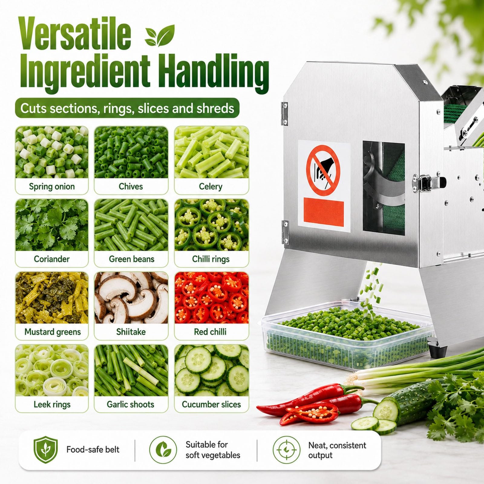 Tagliaverdure Professionale Da 100 W, Tritatutto E Affettatrice Elettrica Da Banco per Erbe Aromatiche, Robot Da Cucina a Velocità Variabile Da 1,5 a 35 Mm Con Finestra Di Visualizzazione