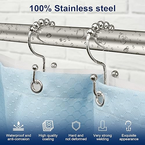 Miniatura 2 de Gidse Ganchos para cortina de ducha, resistentes de acero inoxidable de doble cara, anillos para cortina de baño, cortinas de ducha, juego de 12