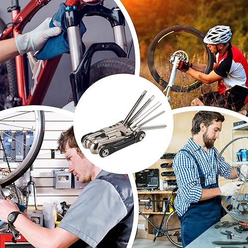 Miniatura 5 de Kit de reparación de neumáticos de ciclismo, dispositivo portátil de llave de metal, multiherramienta para bicicletas, para hombres y mujeres,