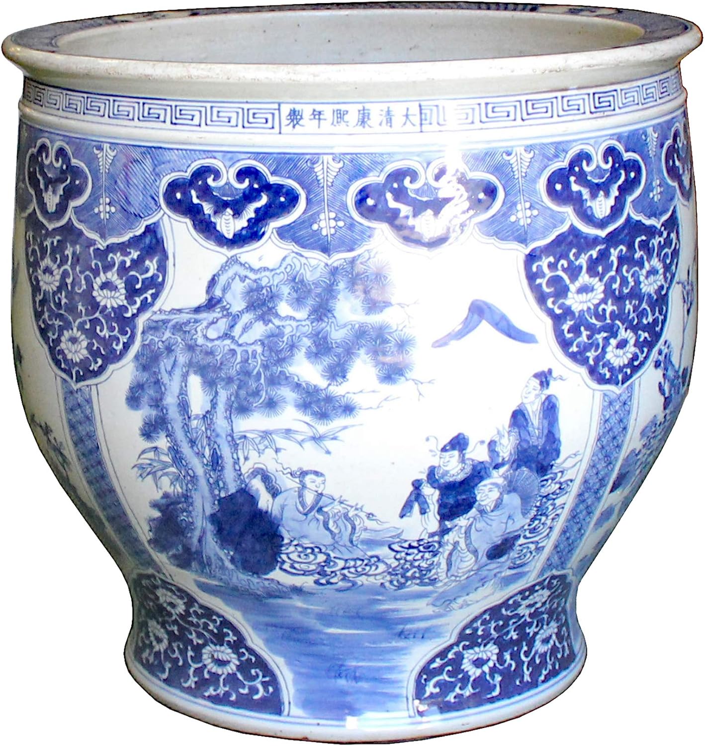 Chinese Blue White Oriental Flower People Scenery Porcelain Pot Acs6026