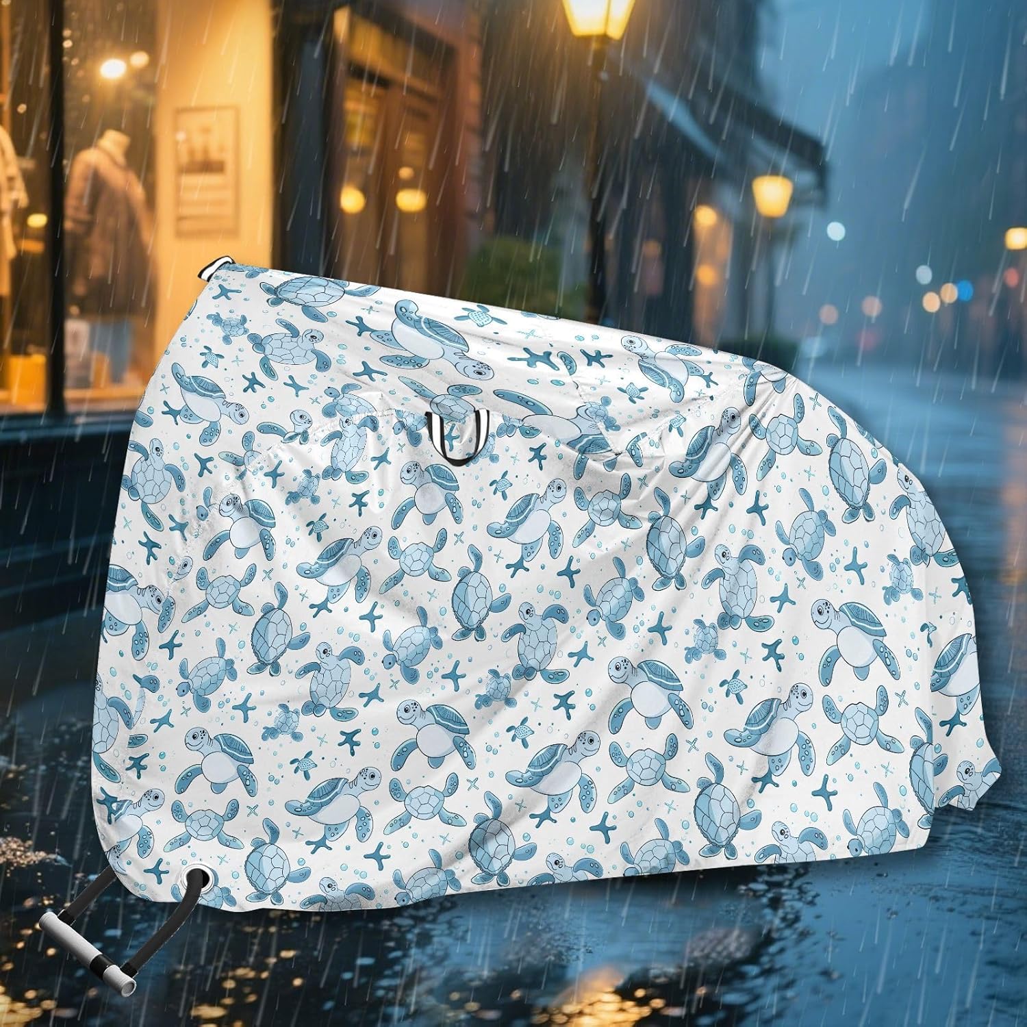 ALAZA Sea Turtle Cartoon Bike Cover Waterproof Outdoor Ebike Bicycle Covers Tarp Protection for 1/2 Bikes, Sun UV Dust Wind Proof
