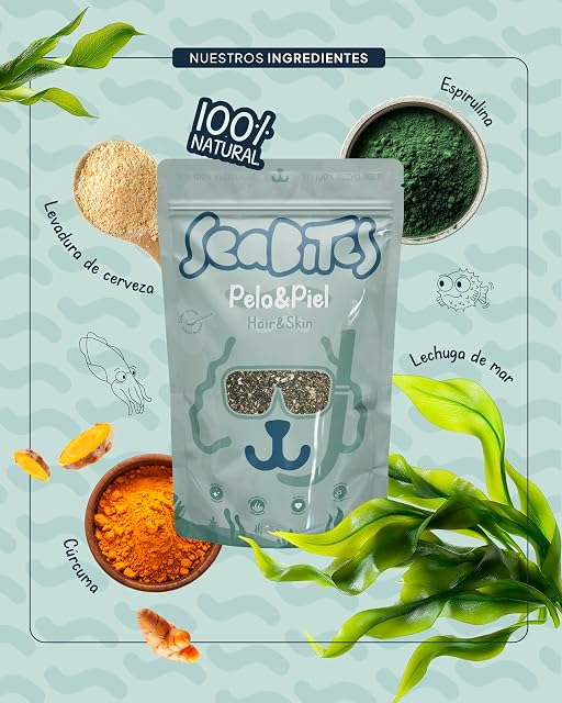 Foto 3 de 4 de SeaBites Pet Care - Pelo&Piel Hair&Skin, Suplemento Natural para Pelo y Piel de Mascotas, con Lechuga de Mar…