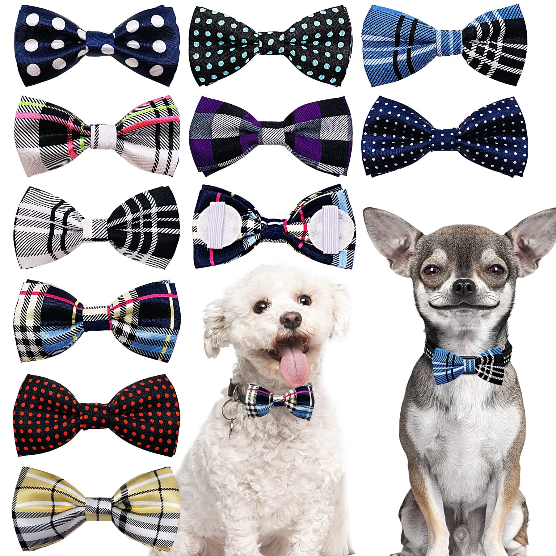 PET SHOW 10 Pack Small Dogs Collar Bowties Attachment Charms for Puppies Cats Embellishment Collars Accessories Bows Ties for Birthday Parties Holiday