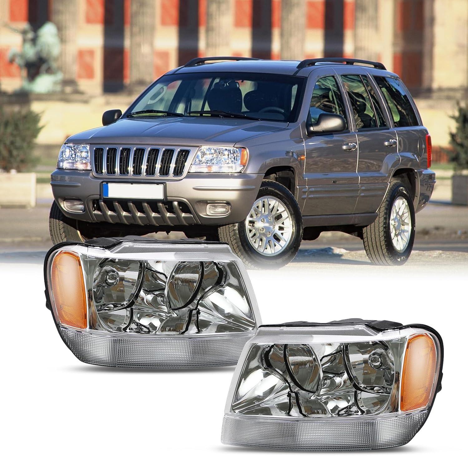 Headlights Assembly Set Compatible with 19992004 Jeep