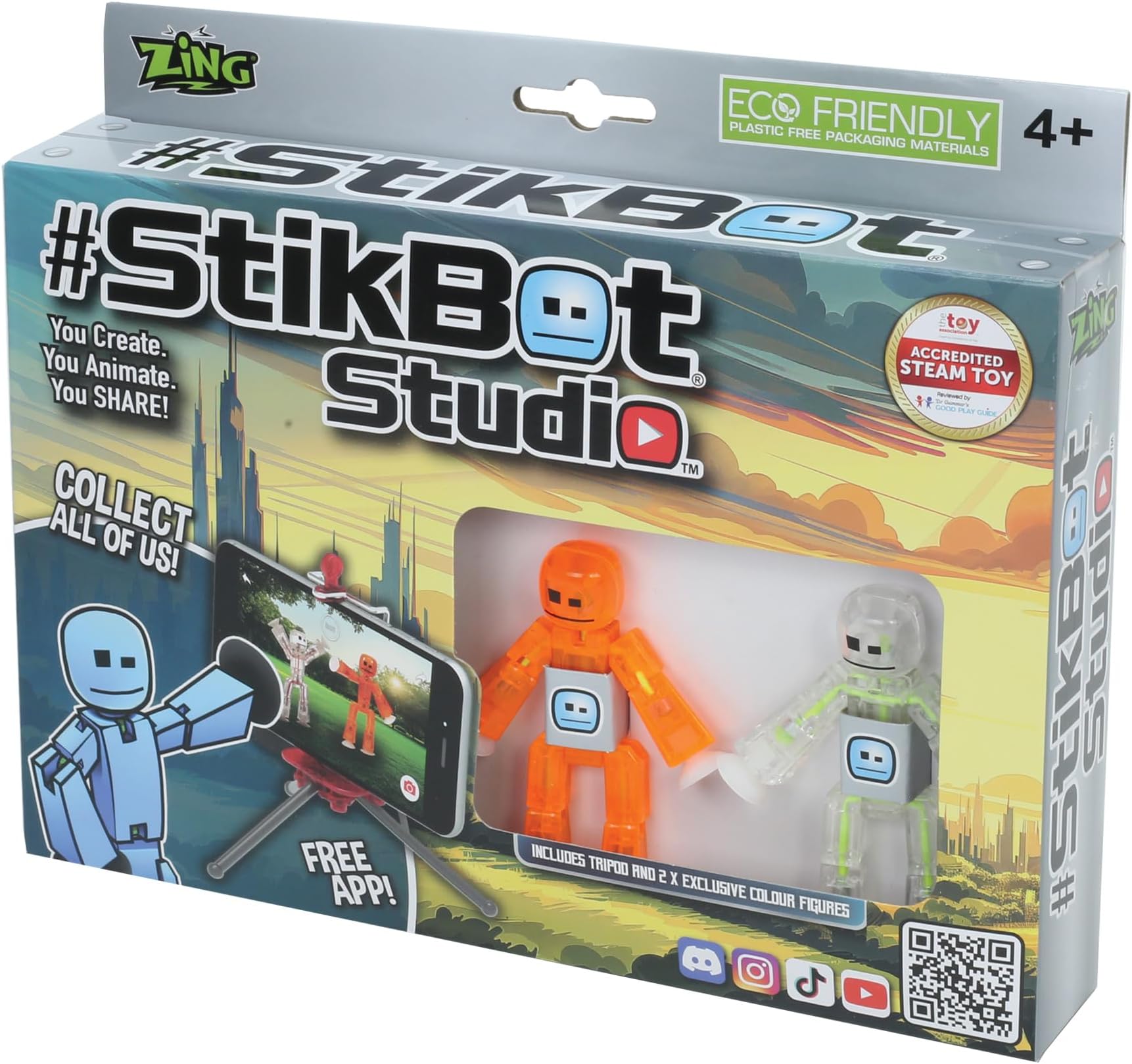 Zing StikBot S1003 Studio, Orange and White/Clear