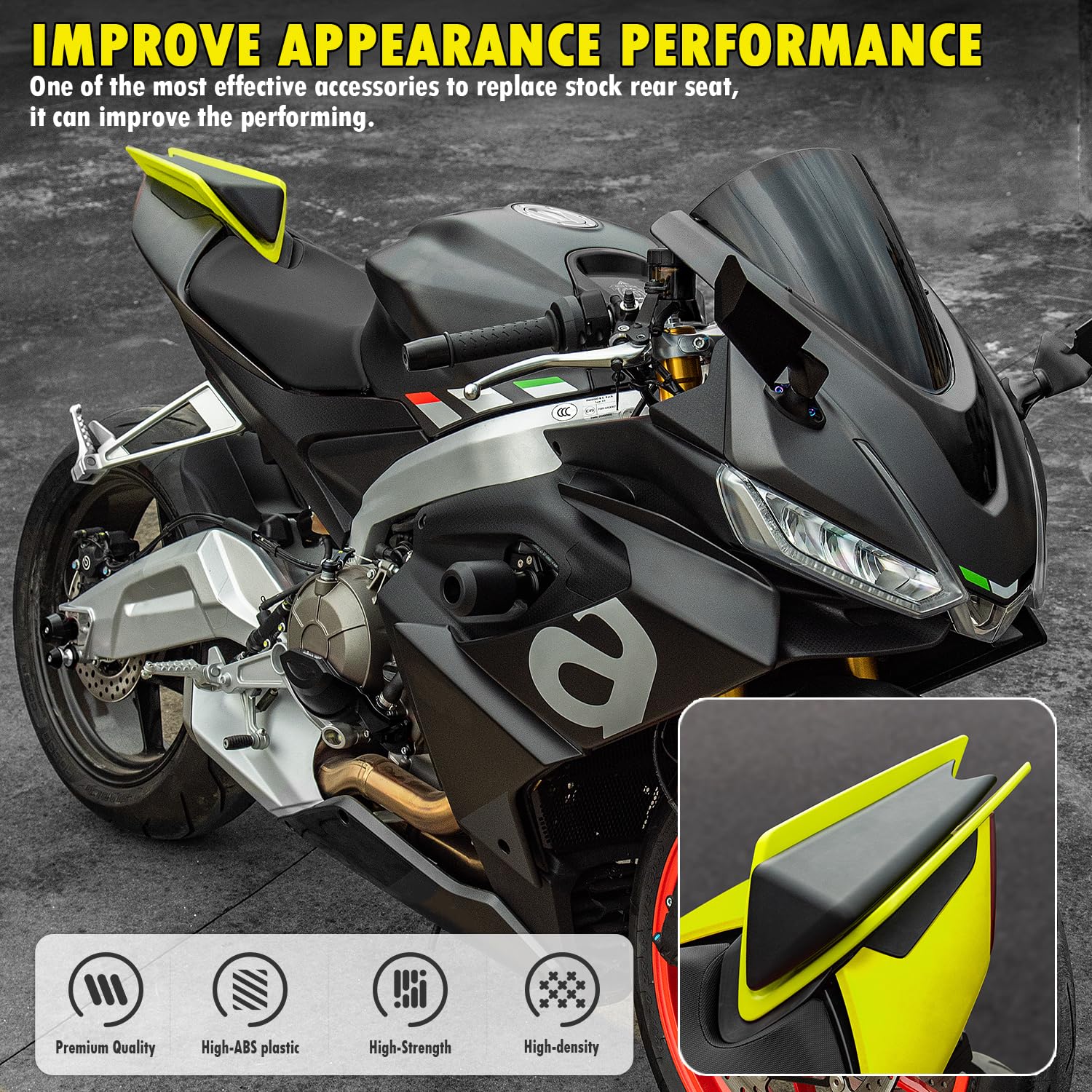 Capot de Siège solo de Moto Passager Housse de Siège Arrière Carénage bosse Section Arrière pour Apr-ilia Tuono660 Tuono 660 RS660 RS 660 2020-2024 RSV4 RS V4 2021-2024 (Noir mat)