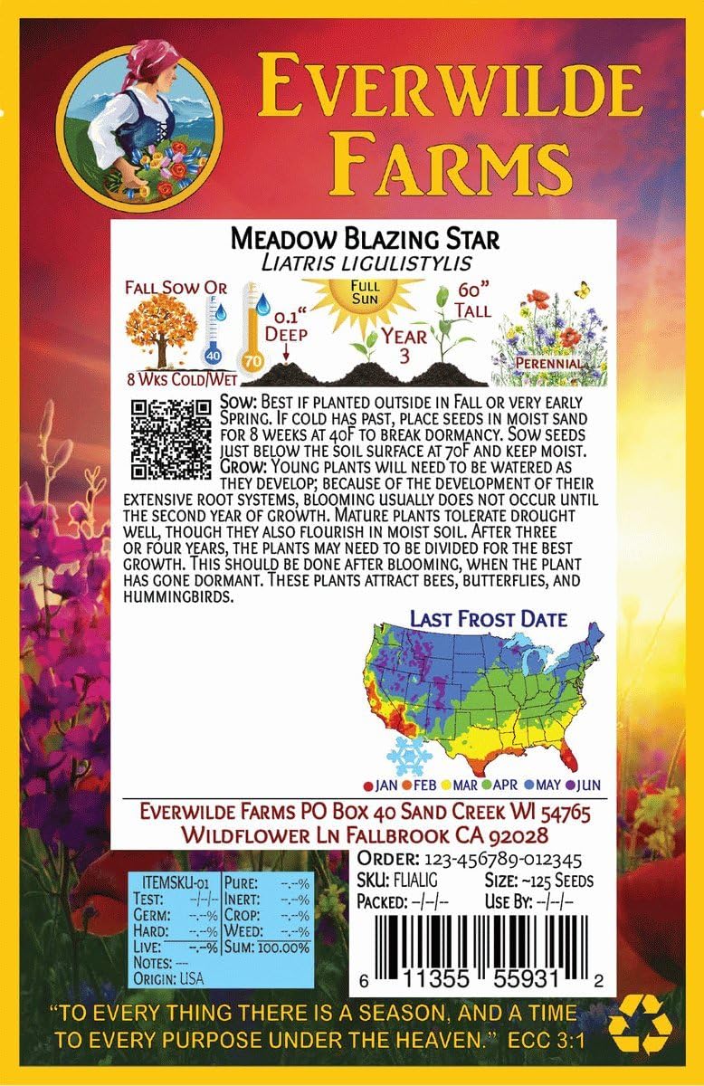 Everwilde Farms - 1 Oz Meadow Blazing Star Native Wildflower Seeds - Gold Vault