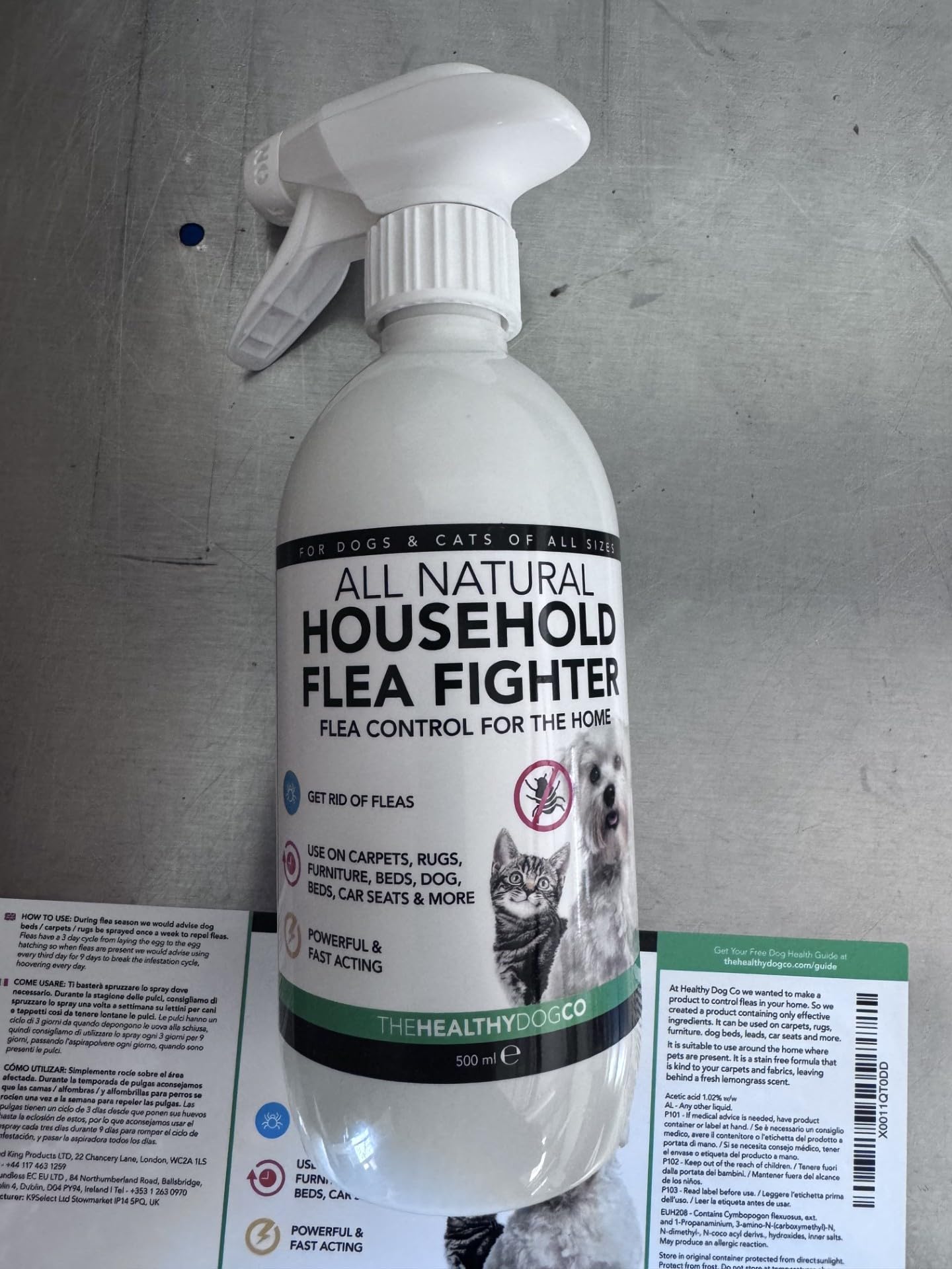 500ml Naturel Spray Anti Puces Chat & Chien | Traitement Anti Puces, Tiques Et Insectes | Spray Anti Puces pour la Maison, Meubles & Textiles | Spray Anti Puce Maison à l'huile de Citronnelle