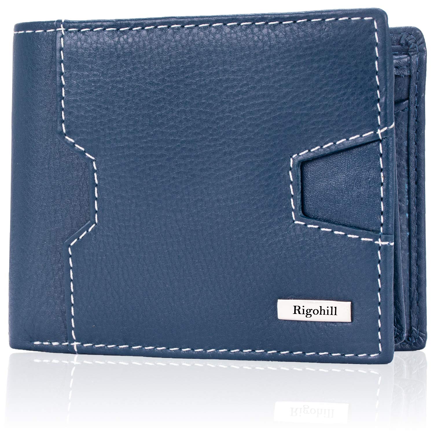 RIGOHILL Edward Navy Mens Leather Wallet | Leather Wallet for Men | RFID Mens Wallet
