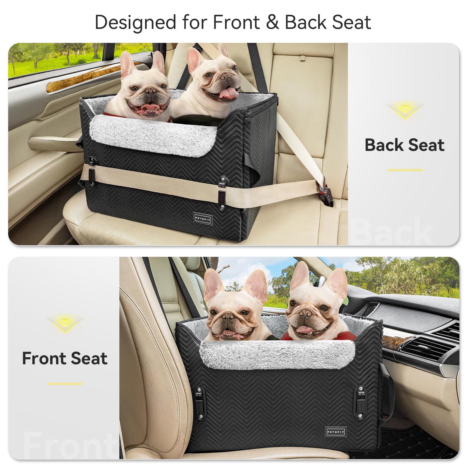 The PETSFIT Dog Car Booster Seat M provides a secure and elevated travel experience for medium-sized dogs.
