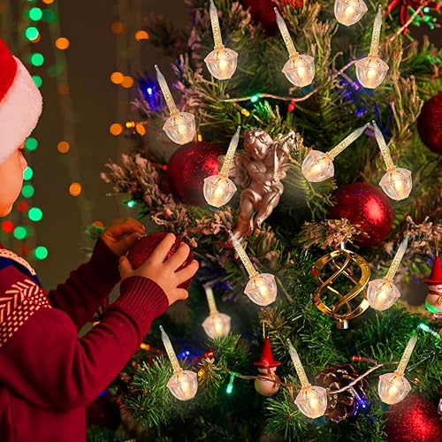 Miniatura 6 de Paquete de 4 bombillas de repuesto de luces de burbujas transparentes de Navidad con purpurina dorada, bombillas de repuesto para árbol de Navidad