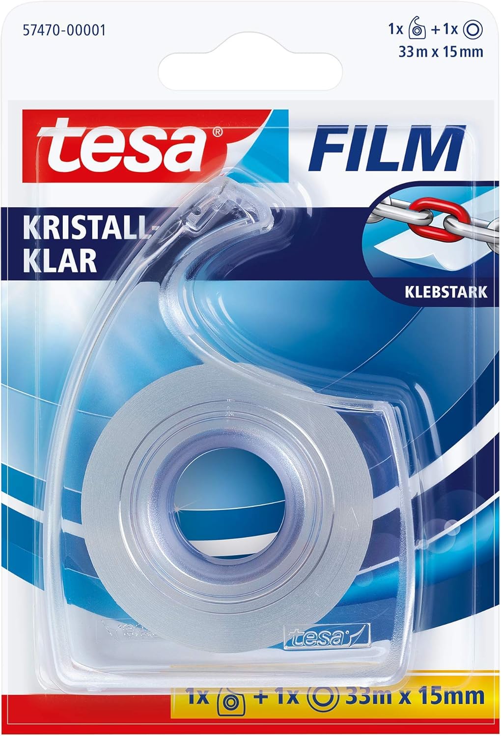 tesa Film Hand Dispenser, Transparent, Includes 1 Roll of Tesafilm Crystal Clear