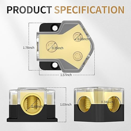 Miniatura 2 de Bloque de distribución de energía de 12 V, divisor de amplificador de audio para automóvil, calibre 024, calibre 468, bloque de distribución de