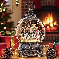 Vista 14 de Linterna de Globo de Nieve Navideño de 10" con Muñeco de Nieve de Granja, Globos de Nieve Giratorios Brillantes Iluminados con Música