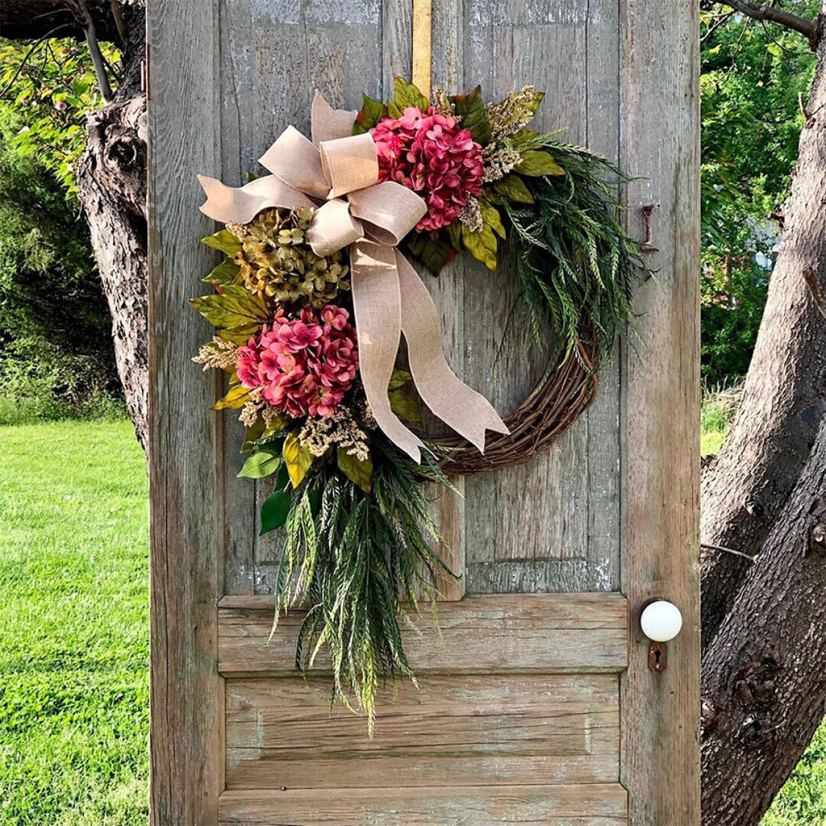 jojofuny Ghirlanda Porta Ingresso Stile Rustico Fiori Artificiali in Plastica, Decorazione Naturale per Casa e Matrimonio, Resistente a Sbiadimento e Appassimento Stile Stili multipli