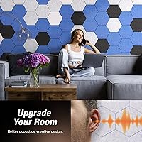 Vista 4 de TONOR - Paquete de 12 paneles acústicos hexagonales, paneles autoadhesivos a prueba de sonido de 12 x 10 x 0.4 pulgadas para paredes, panel de pared