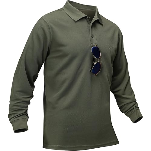 MOERDENG Men's Golf Polo Shirt Regular-fit Quick-Dry Performance Tactical Shirts Short and Long Sleeve Jersey Tennis Shirt