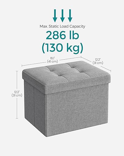 Miniatura 2 de SONGMICS Colección Mazie - Otomano pequeño plegable con almacenamiento, reposapiés, 12.2 x 16.1 x 12.2 pulgadas, capacidad de carga de 286 lb, para