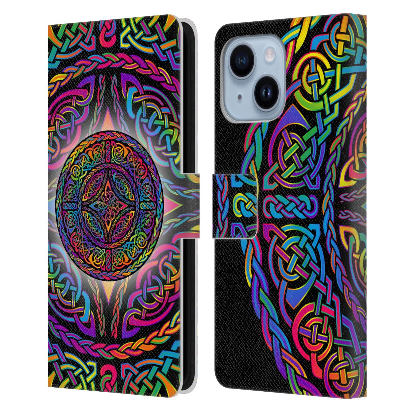 Housse en cuir iPhone 14 Plus Beth Wilson motif celtique avec finitions premium
