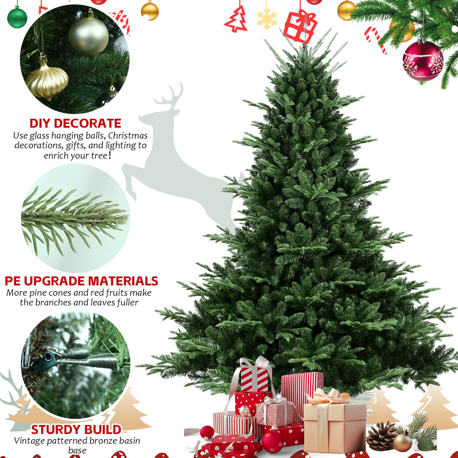 OasisCraft Árbol De Navidad Artificial Sin Luz De 6.5 Pies, árbol De