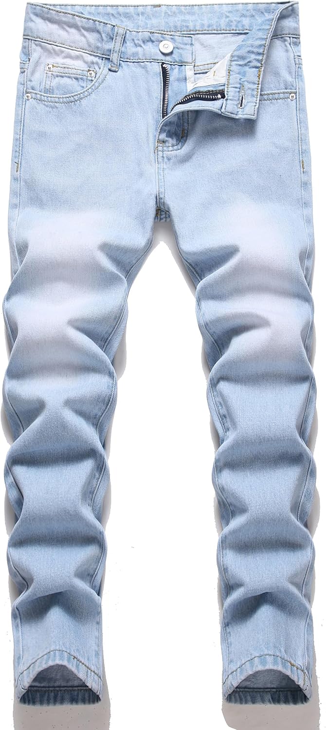 Boys’ Skinny Fit Stretch Denim Jeans 5-Pocket Style Washed Fashion Basic Denim Jeans Pants