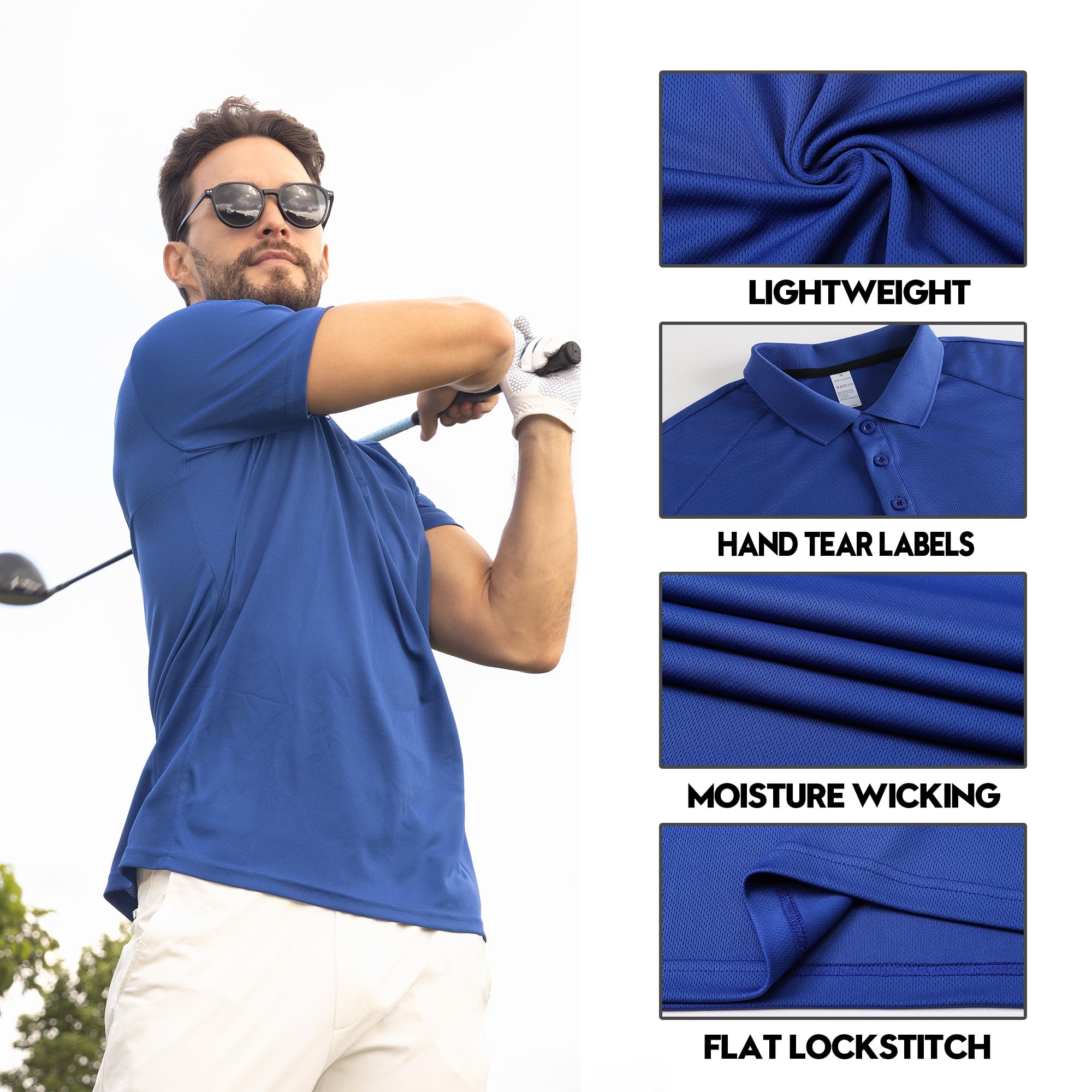 ZENGVEE Polo Uomo Manica Corta Sportiva Golf Tennis T-Shirt Asciugatura Rapida Traspirante