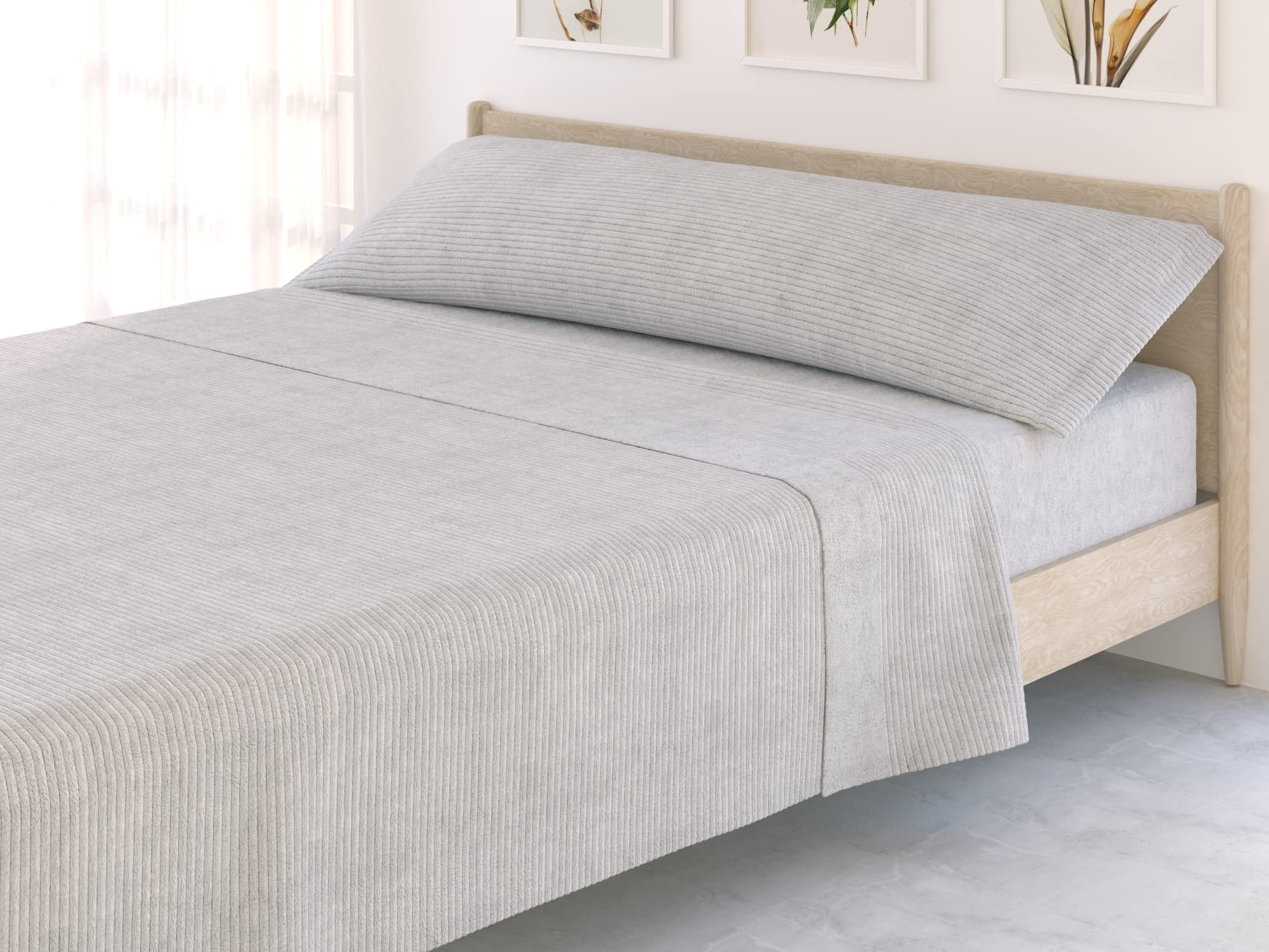 Victorio & Lucchino Juego de Sábanas Coralina Canale, térmica para Invierno - Modelo Adriana (Gris, 105 cm)