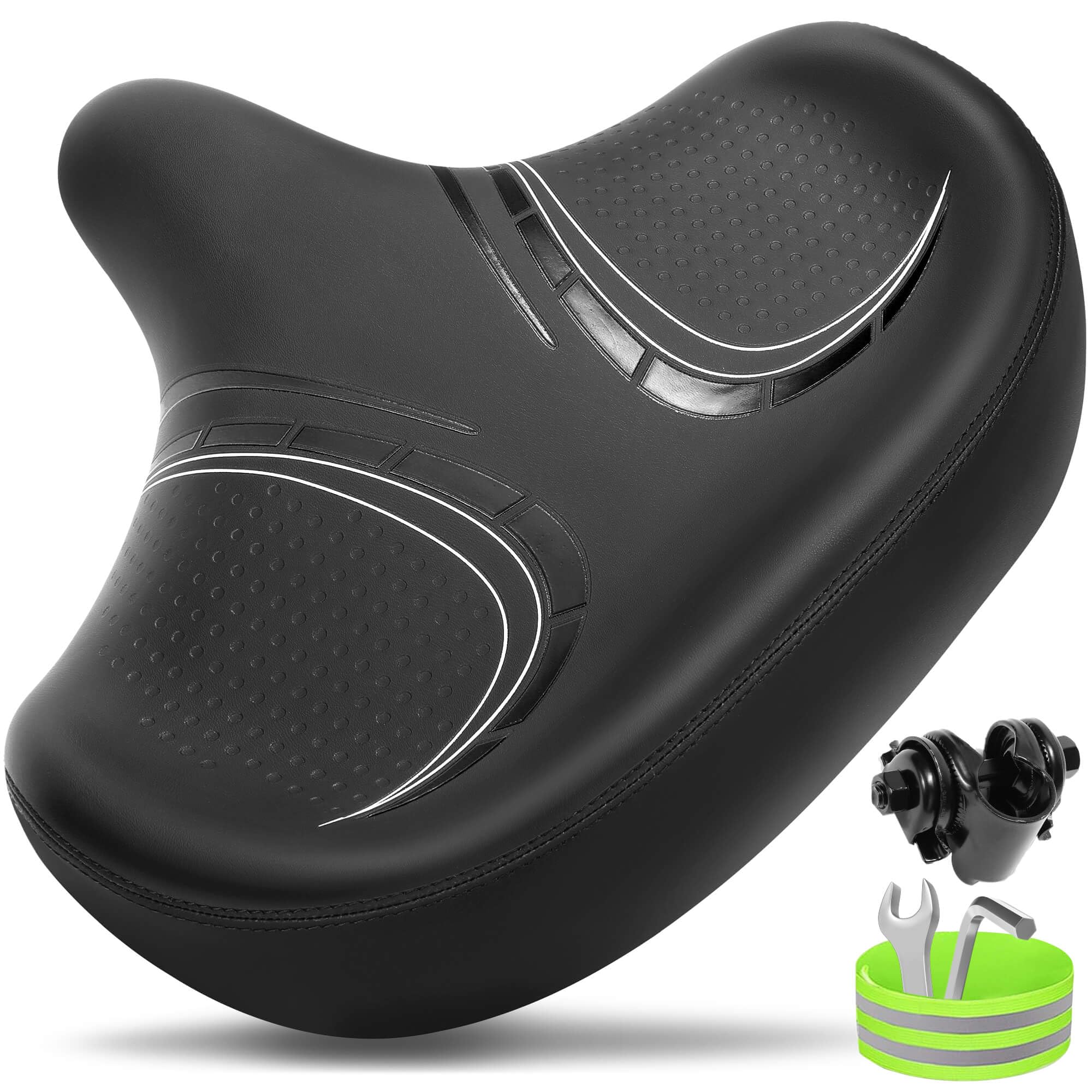 CDYWD Extra Larga Sella Bici Comoda Uomo e da Donna, Sellino Bici Morbido per Antiprostata, Con Sospensione e Comoda Indietro, Ergonomica Sedile Bici per Biciclette da MTB, City Bike, Ebike, Cyclette