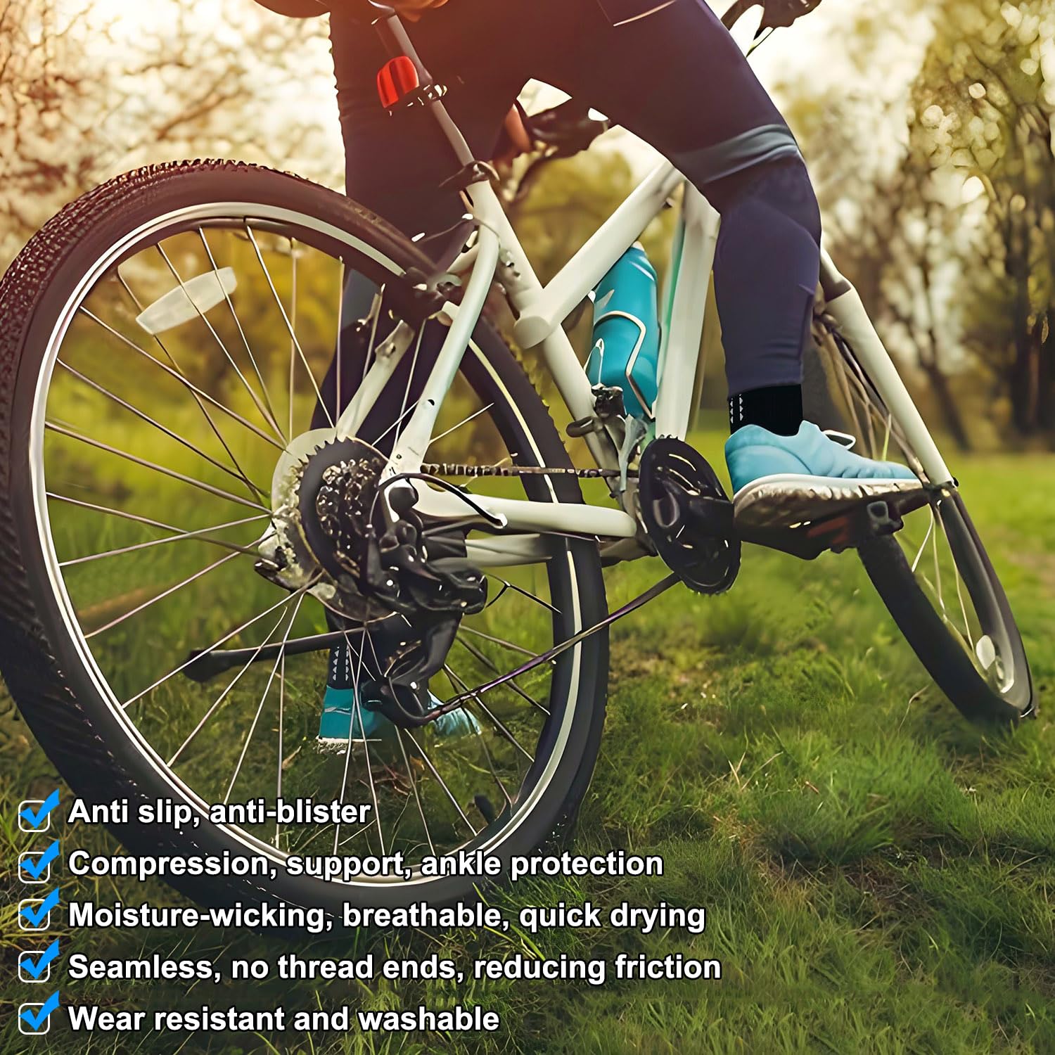 PERMANENTLY001 Calzini Antiscivolo Calcio Uomo e Donna, Calze Ciclismo Traspiranti e Compression, Sottile Grip Allenamento Sportivo Yoga Pilates Basket Corsa…