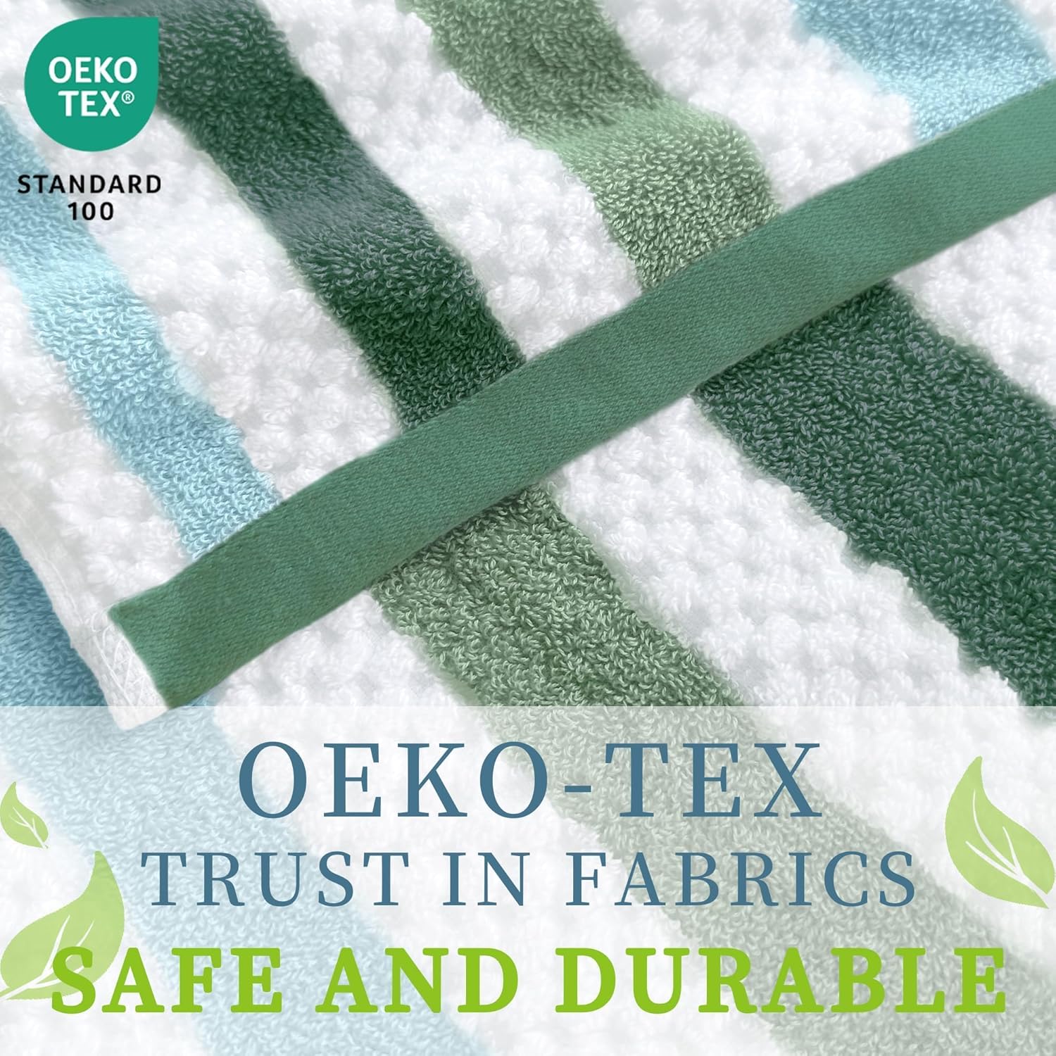 Green and White Washcloths (6PC, 13"x13") - 100% Cotton, Quick Dry, Thick&Absorb, Soft Washcloths for Bathroom & Showering, Striped Wash Cloths for Face & Body, Green Stripe and White Waffle/Checkered